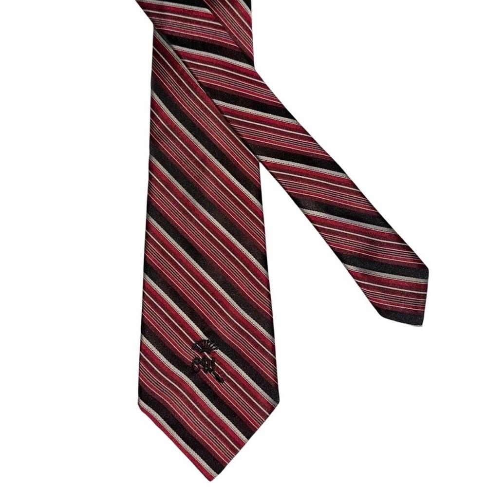 Vtg Countess Mara Mens Tie Silk Red & Black Diagonal Stripes 3.5x58” - Picture 4 of 5